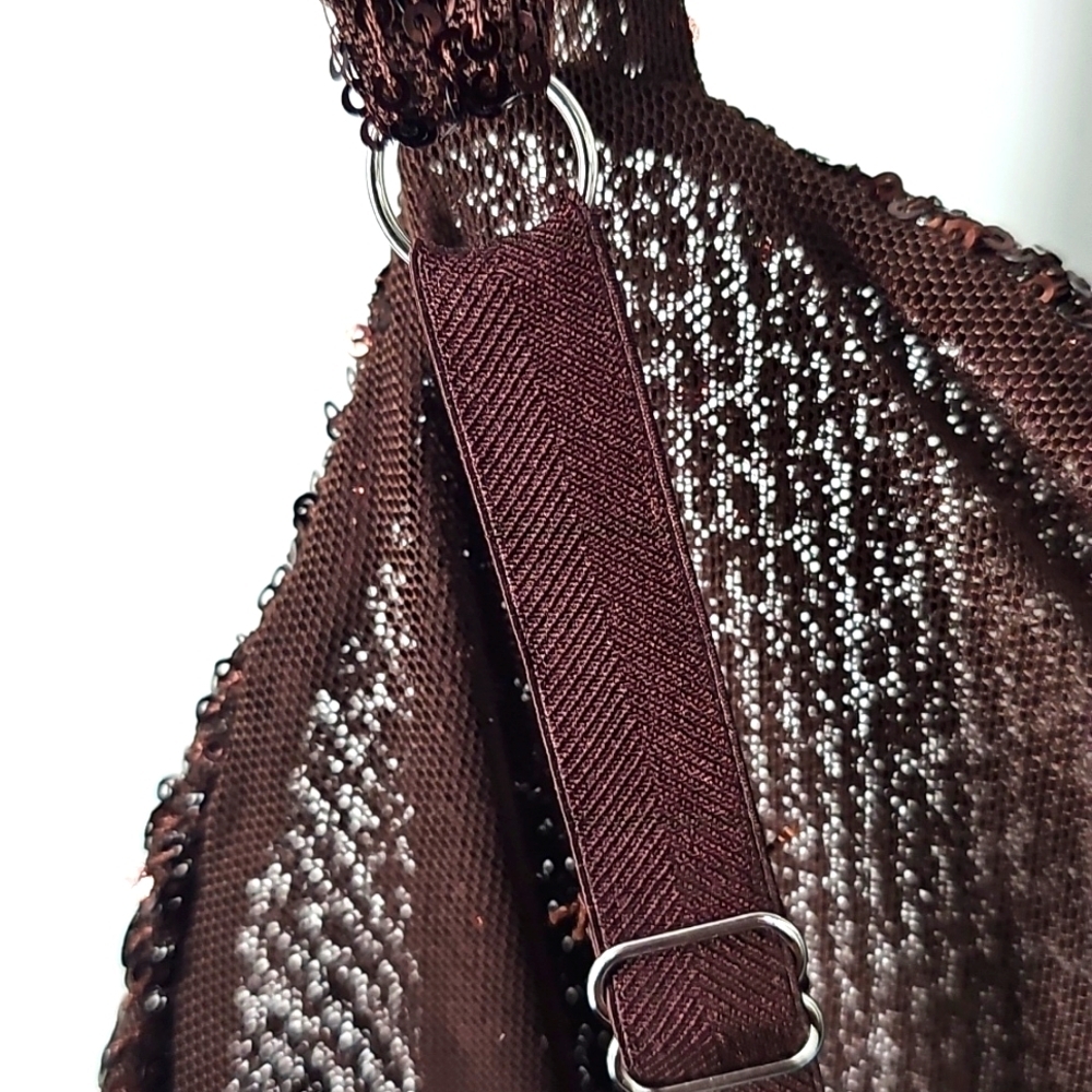 Free People Intimately Hot Cocoa Brown Sequin Sparks Fly Tank Top Bodysuit - Picture 11 of 16